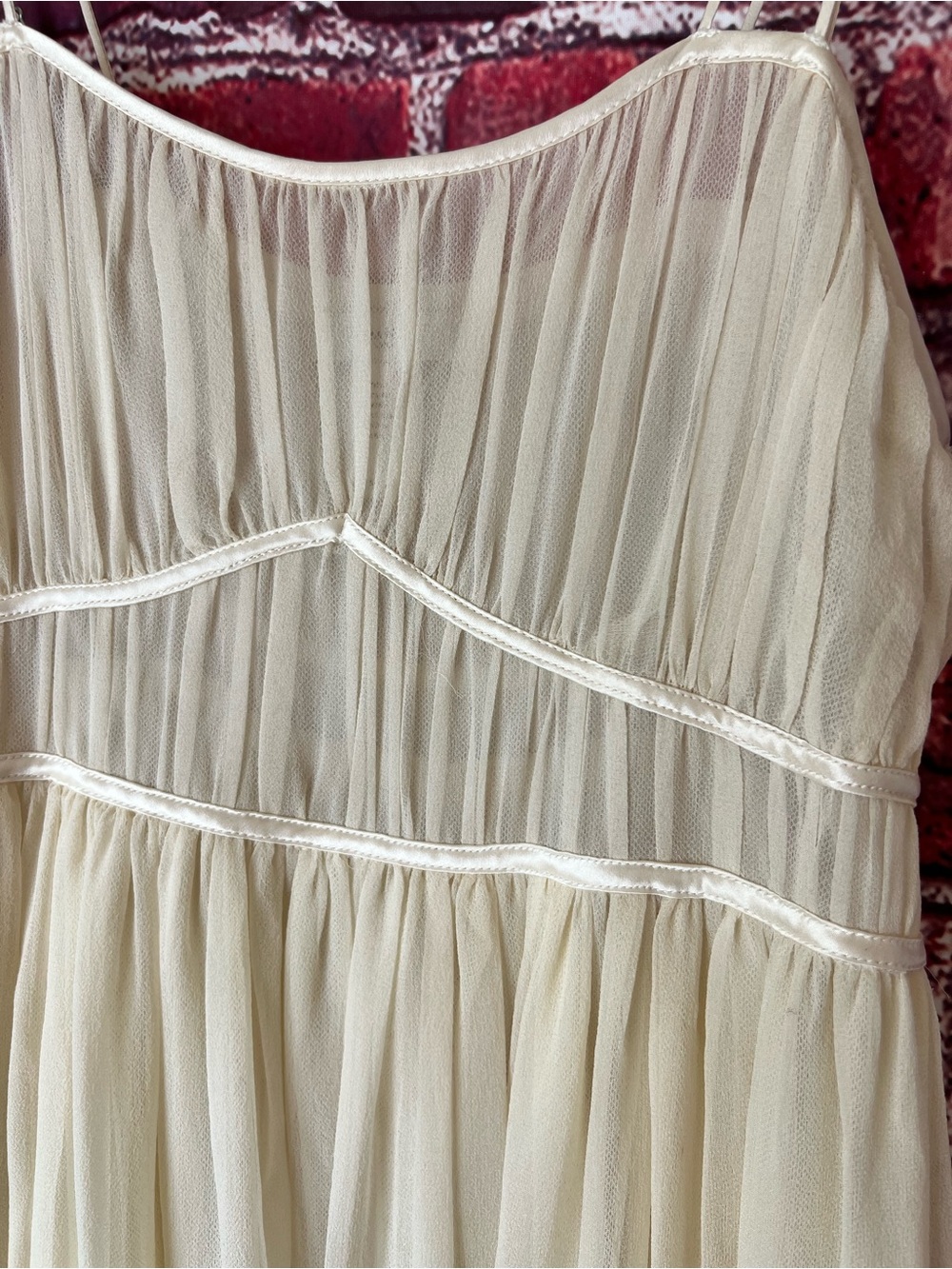 VTG Vera Wang Luxe 100% Silk Pleated Chiffon Maxi Dress Cream White - Picture 5 of 7